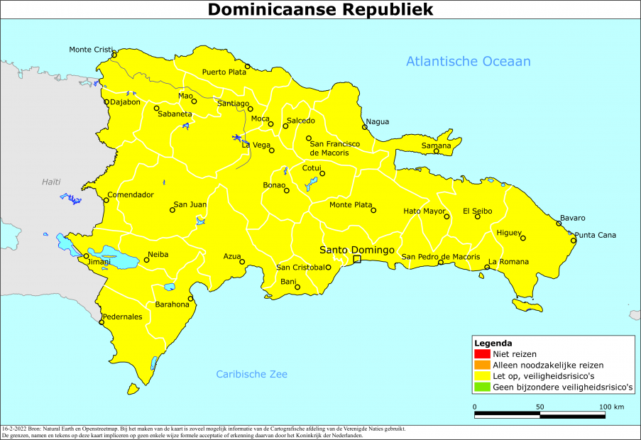 Kaart bij reisadvies Dominicaanse Republiek